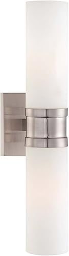 Minka Lavery Aplique de pared 4462-84 reversible 120 W (18 pulgadas de alto x 4 pulgadas de ancho) accesorio de tocador de baño, níquel satinado