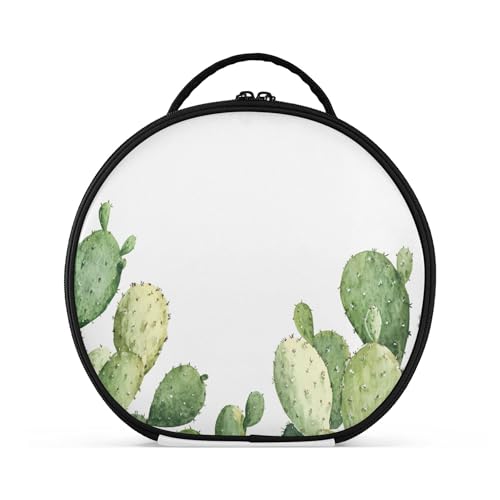 Takiito Watercolor Cactus Travel Makeup Case Portable Makeup Box Artist Cosmetic Case Organizer With Adjustable Dividers