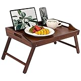 ROSSIE HOME Large Bamboo Wood Bed Tray, Lap Desk with Phone Holder - Fits up to 15.6 Inch Laptops and Most Tablets - Java - Style No. 78002
