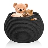 Aufbewahrungskorb, 25x21cm Korb Geflochten Schwarz Korb Baumwollseil Rund Faltbare Vielseitiger Aufbewahrungskorb WäSche Handtuch Toilettenpapier Aufbewahrung