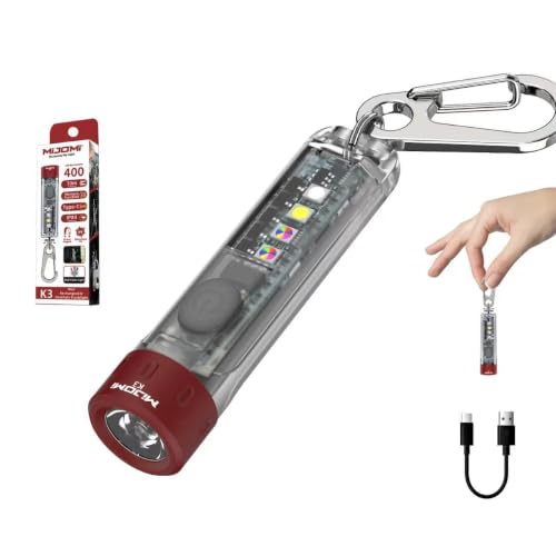 MIJOMI K3 Keychain Flashlight Rechageable 400Lm with 4 Sidelight/Magnet