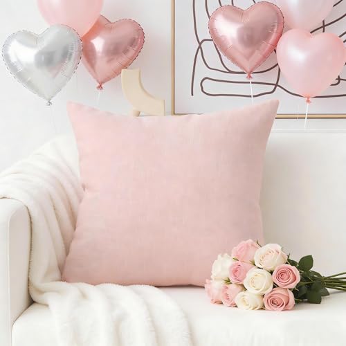Home Brilliant Pillow Covers 20x20 Decorative Lined Linen Euro Pillow Cover Accent Cushion Case for Valentine's Day Couch, 20 x 20(50cm), Baby Pink