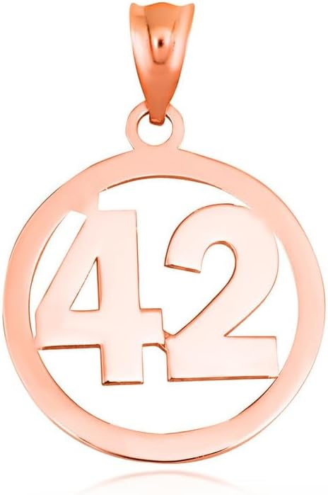 Solid 10K Rose Gold Personalized Sports Jersey Lucky Number Openwork Round Charm Pendant - Choice of Number
