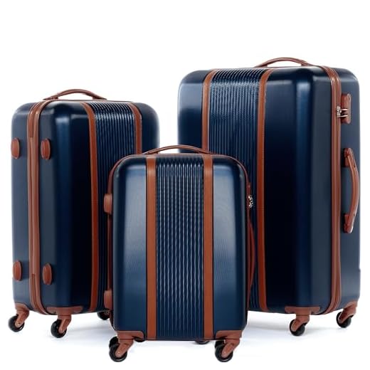 FERGÉ Juego 3 Maletas rigidas Milano Equipaje de Viaje Dura Trolley Set con 4 Ruedas giratorias (360) Azul