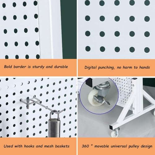 Genérico Perforowane panele ścienne Organizer Panele perforowane Ruchomy metalowy stojak ekspozycyjny z solidną podstawą, perforowane panele z kołami na targi rzemieślnicze, półka ex