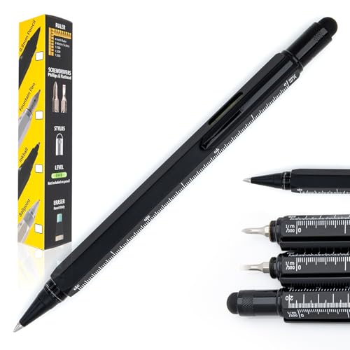 MONTEVERDE USA 9-in-1 Tool Liquid Ink Rollerball Pen in Black – Multifunctional Pen with Stylus, Screwdrivers, Level, and Ruler – Exclusive Collection, Perfect Gift for Professionals