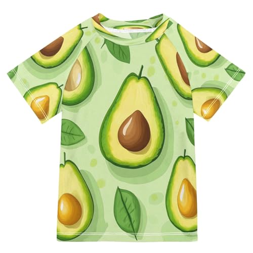 Boys Short Sleeve T-Shirts Avocado Fresh Green Rashguard Kids Swim Shirts Sun UPF 50+