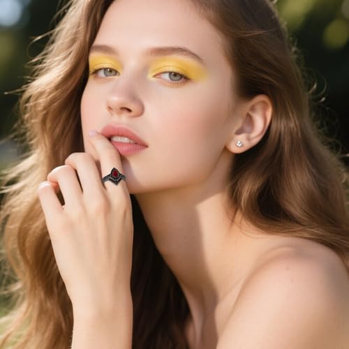 3.0 ctw Black Wedding Ring Set For Women, AAAA Quality Pear Shaped Opal Bridal Wedding Band Two-In-One Halo Engagement Rings, Jewelry Gifts for Anniversary Birthday2