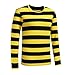OThread & Co. Men's Long Sleeve Striped T-Shirt Basic Crew Neck Shirts (Small, Yellow&Black)