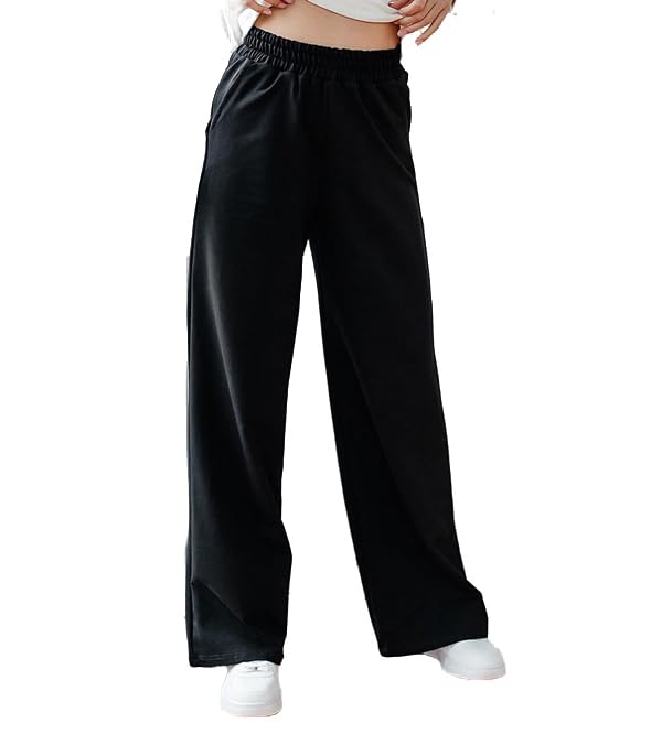 Image of dockstreet Loose fit Open Bottom Joggers /Loose fit, Trouser stylelowers /Cute Style, Relaxed Casual Lounge Pants for Women
