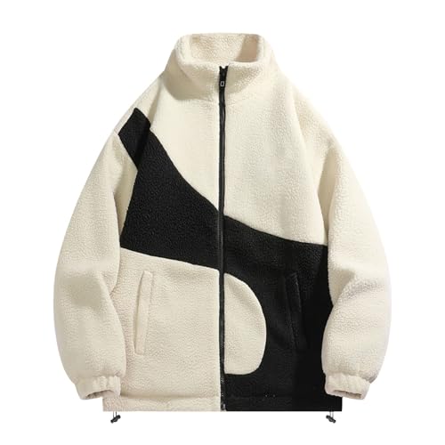 Ya en mundofriki.es: EQWIGKEIT Chaqueta de forro polar Sherpa para hombre, chaqueta de invierno de peluche, chaqueta de invierno cálida, universitaria, cuello alto, bloque de color, chaqueta de peluche, chaqueta de