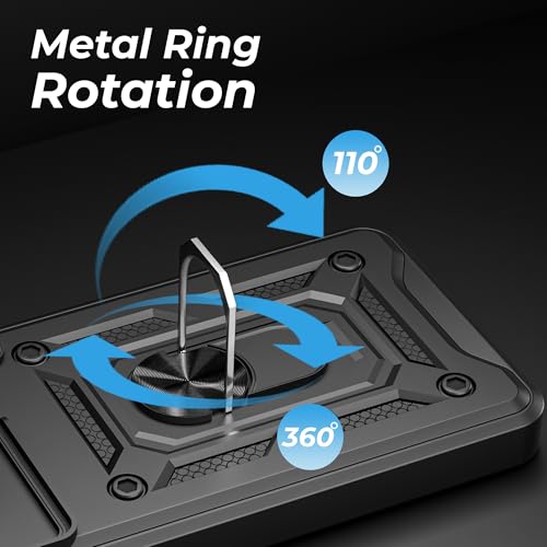 Image of A rtistque TPU+PC Armor Back Case Cover for Mi Redmi A3 5G /A3X 5G /Poco C61 5G|Stylish Ring Holder & Inbuilt Stand|Sliding Camera Cover|Protective|Mi Redmi A3 /A3X 5G /Poco C61 5G Cover-Black