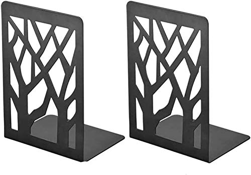 Lot de 2 serre-livres en métal pour étagères, supports de livres durables, décoration d'intérieur, serre-livres en métal, noir Cover