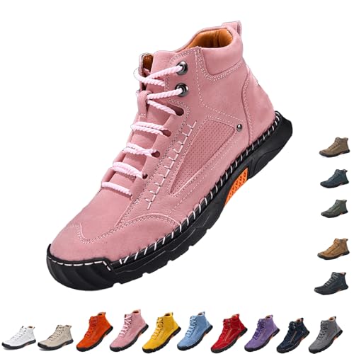 Men's Leather Hiking Boots Waterproof 13.5 Pink