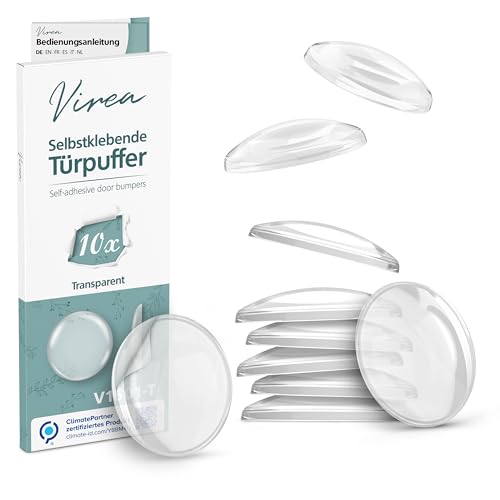 virea 10 x Türstopper 40 x 8 mm Transparent - - Selbstklebende Türpuffer - - Elastische Wandpuffer - - Zum Schutz von Wänden und Möbeln - - Wand-Stopper in dezentem Design - - Türgriff-Puffer