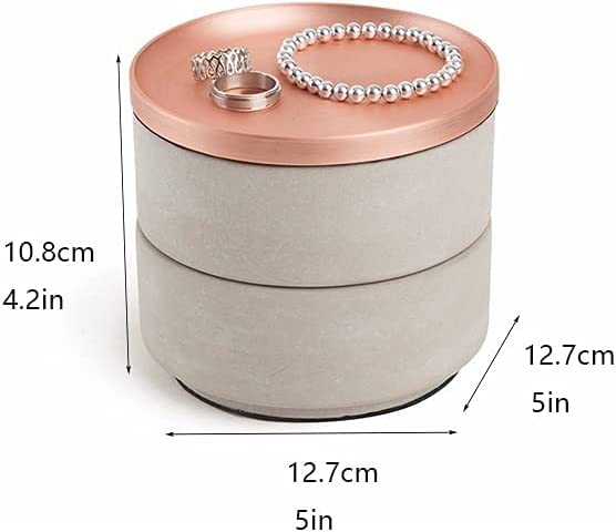 Boîte à bijoux ronde luxueuse en métal à 2 couches et finitions soignées - 2