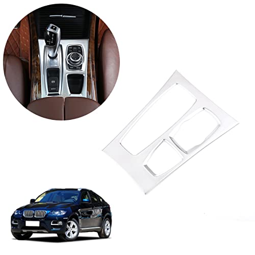 Yuechi Zebrush Left Hand Drive Matte Silver Abs Chrome For Bmw X5 X6 E70 E71 2010 2011 2012 2013 Car Center Console Decorative Cover Trim Accessories Lhd #TOP4