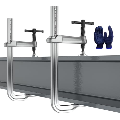 Image of Heavy Duty F Clamps for Welding, 12 inch x 4-3 /4 inch Throat Depth Drop Forged Steel Bar Clamps 2900LB Clamping Force 2-Pack