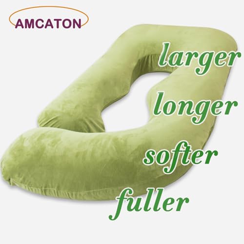 Image of 60 Inch Pregnancy Pillow for Sleeping (Green) | Extra Large U Shaped Body Pillow, Maternity Pillow for Pregnant Women