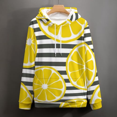 Sweatshirt jaune citron à capuche manches longues coupe mixte taille S
