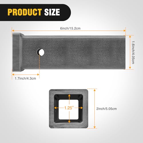Image of Nilight Hitch Adapter 1-1 /4 inch x 6 inch Combo Bar Trailer Receiver Tube Weld-on Raw Steel Hitch Bar