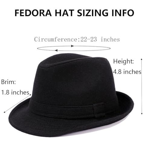 Men Women Classic Manhattan Structured Trilby Fedora Hat (A-Black)