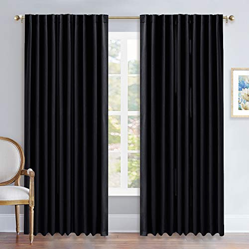 NICETOWN Black Out Curtain Panels for Bedroom - (Black Color) W70 x L84, 1 Pair, Thermal Insulated Blackout Draperies Window Treatment NICETOWN Black Out Curtain Panels for Bedroom - (Black Color) W70 x L84, 1 Pair, Thermal Insulated Blackout Draperies Window Treatment