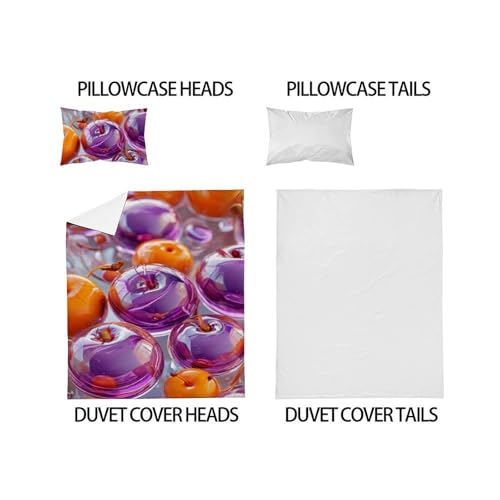 Parure de lit pommes colorées imprimé 3D housse de couette single