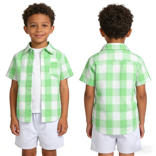 Image of SANGTREE 3 Piece Boy Outfits Short Sleeve Shirt and Shorts Set Beach Vacation Summer Clothes, 3 Months - 9 Years