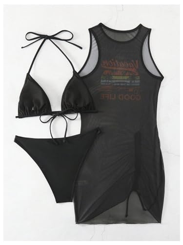 Maillot de bain triangle avec robe de plage fine pour masquer les complexes en XL - 3