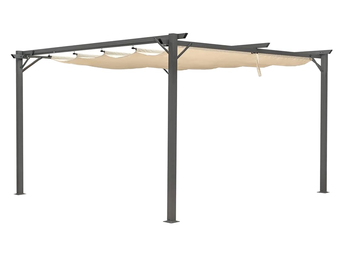 Gazebo Pergola in Acciaio e Alluminio con Tetto Retrattile Impermeabile (3X4 MT)