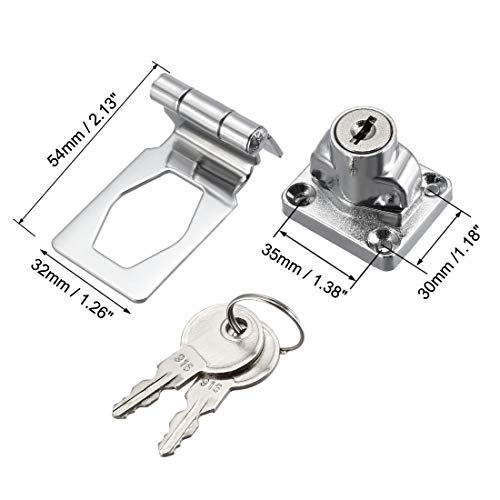 Image of uxcell Keyed Hasp Lock 54mm Twist Knob Keyed Locking Hasp for Door Cabinet Keyed Different