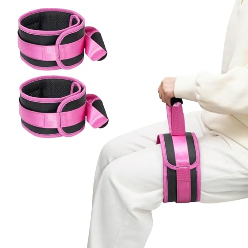 Thigh Lifter Strap (2 Pack)，Leg Lifter Strap for Limited Mobility，Pull Up Assistance Belt，Movement - Transfer Device for Limited Mobility, Knee Recovery - for Elderly, Senior & Disabled, (Pink)