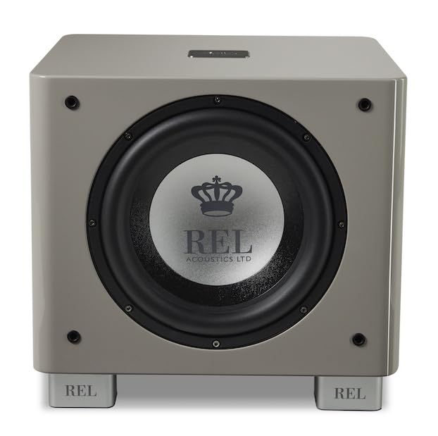 REL T/9x 10-Inch Powered Subwoofer – Sealed Design with Class AB Amplifier, RCA Inputs, and Deep Bass for HiFi Stereo Systems, Home Theater, and Surround Sound – High Gloss Grey Finish