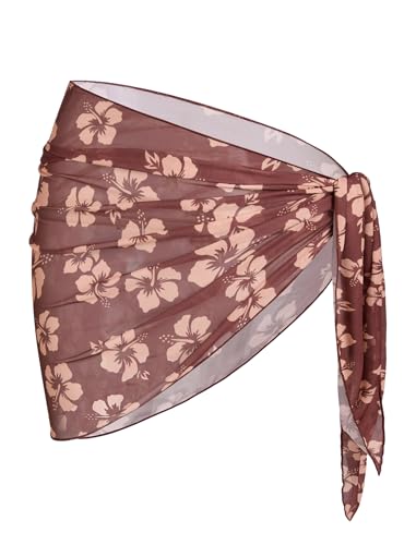 Image of ZAFUL Women's Sarong Coverups Beach Wrap Sheer Bikini Cover Up Mini Skirt | Wraps Swimwear, Cover Ups for Swimwear, Multi-Wear, Texture, Floral