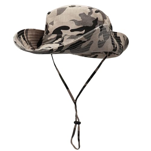 Chapeau de soleil camouflage safari : bob de pêche et randonnée de 55 à 62 cm