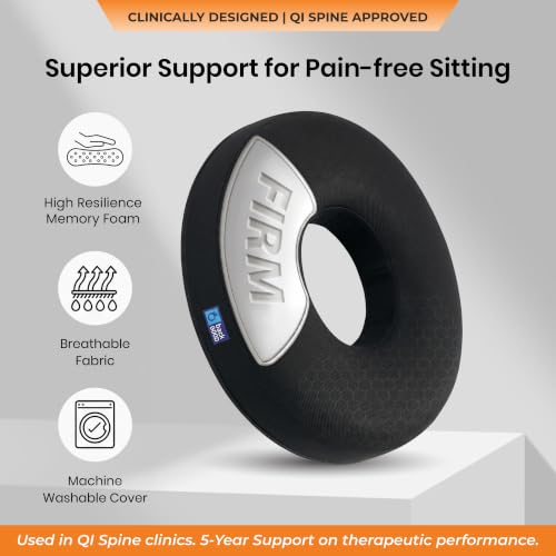 Image of Donut Pillow for Tailbone Pain | 5-Year Warranty | Coccyx Cushion for Hemorrhoids, Piles, Fistula, Sciatica, Pregnancy Pain | Car Seat Cushion for Office Chair | Orthopedic Ring Pillow | Up to 100 Kgs