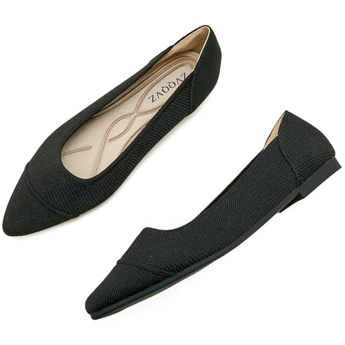 Women's Flats Shoes Knit Pointed Toe Ballet Flats Comfortable Dressy Washable Ballerina Flat2