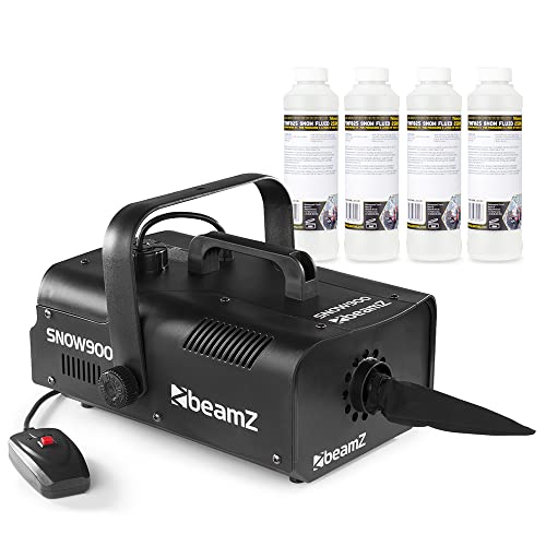 beamz SNOW900 Snow Machine with 20L Fluid Set Powerful Artificial Snow Maker for Party Effects Suitable Indoor and Outdoor Use Easy to Operate Winter Events Festivals Decoration