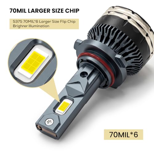 Image of klyro LED Headlight Bulb for Car 200W 20000LM 4300K Warm White Light | Plug & Play Waterproof LED Headlamp | High Visibility Night Driving Light | Pack of 2 HB3 /HB4 (9005 /9006)