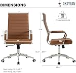Okeysen chaise de bureau en cuir, salle de conférence ergonomique moderne avec roues 360 Chaise pivotante réglable en hauteur côtelée pour le bureau intérieur. (Brown)