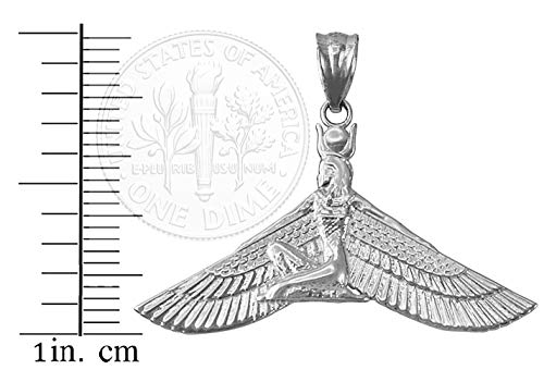 LA BLINGZ Sterling Silver Isis Egyptian Winged Goddess Pendant Necklace2