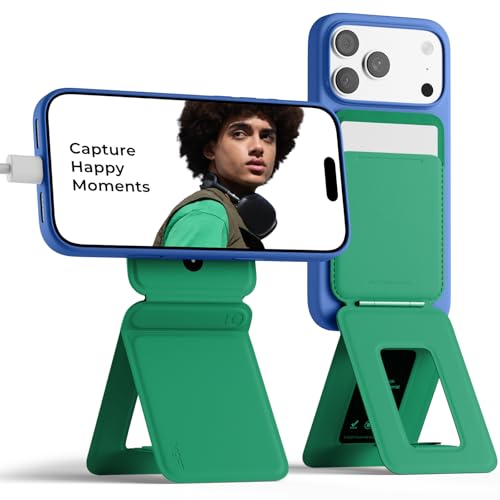 Image of MOFT Phone Tripod Wallet for iPhone, Mulit-Angles, Lightweight & Portable Phone Stand, MOVAS Vegan Leather Magnetic Wallet, Strong Magnets, NFC Card Holder,Travel Essential, Oz Green (with Card Slot)
