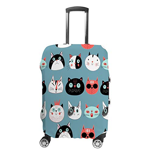 Housse de voyage pour valise à motif chat élastique et lavable