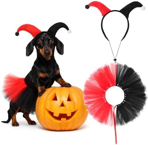 2 Pcs Halloween Dog Clown Costume Set for Small Large Dog Pet Cos...