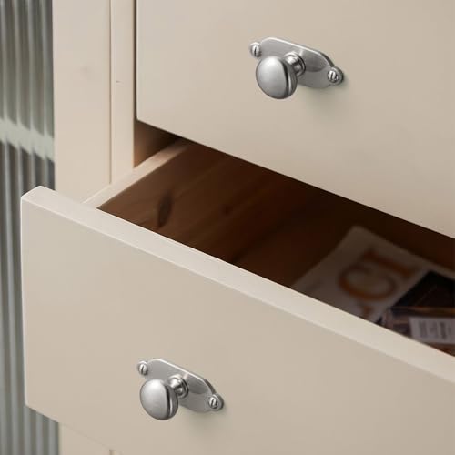 Image of Goo-Ki Brushed Satin Nickel Zinc Alloy Cabinet Large Knob with Backplate - Single Hole Center Cabinet Pull Hardware for Bedroom, Kitchen, 6 Pack(8611-G013)