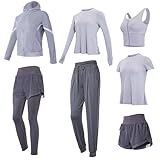 7-Piece Exercise Outfit For Women, Full-Zip Jacket, Stretchy, Breathable Fabric, Anti-Pilling, Xxl Available, Perfect For All Sports