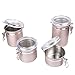 Creative Home Set of 4 Pieces Stainless Steel Kitchen Storage Jar Container Canister with Clear Airtight Lid and Locking Clamp for Food, Cookie, Flour, Sugar, Tea, Coffee Storage, Rose Gold