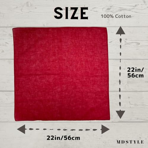 Image of MDSTYLE 100% Cotton Solid Color Bandana for Men & Women 22 inch x 22 inch Handkerchief Headband Scarf
