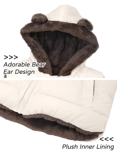 Image of Happy Cherry Toddler Kids Puffer Hooded Vest Down Fleece Lined Jacket Windproof Coat for Winter Fall Spring